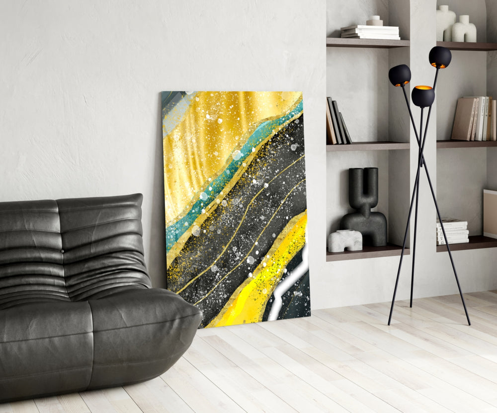 Marble panel adding editorial drama to a dining room