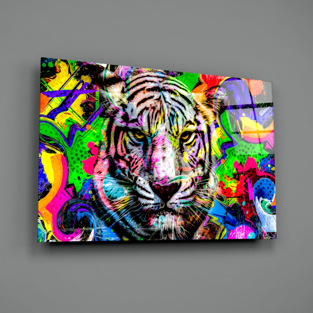 Pop-graffiti panel bringing electric drama to a contemporary gaming lounge