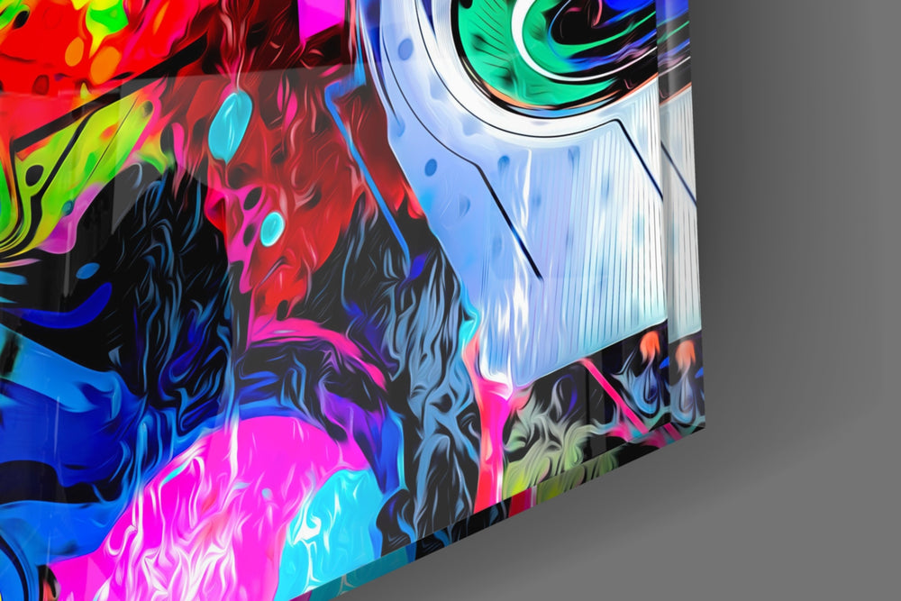 Eye of the Tiger artwork anchoring a wall with bold graffiti-driven palette