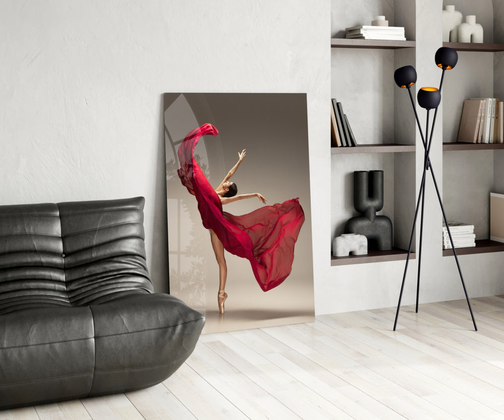 Ballerina panel adding editorial mood to a living room
