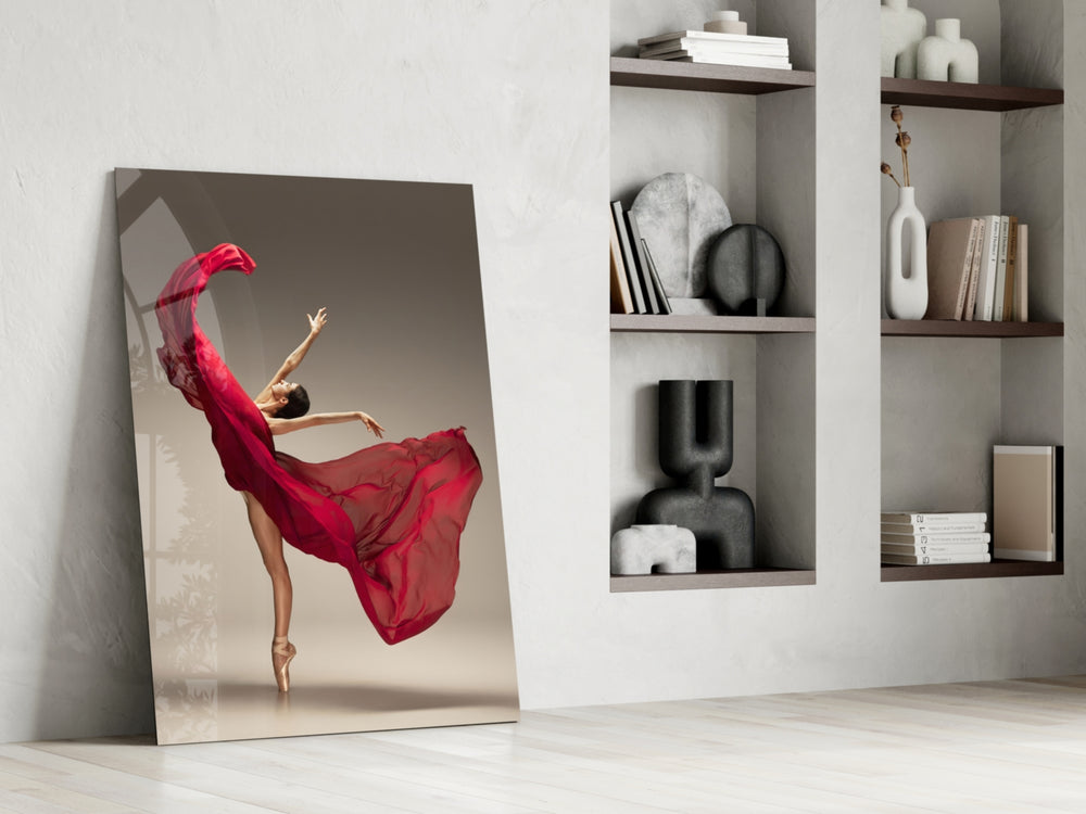Ballerina glass print enhancing a hallway with cinematic warmth