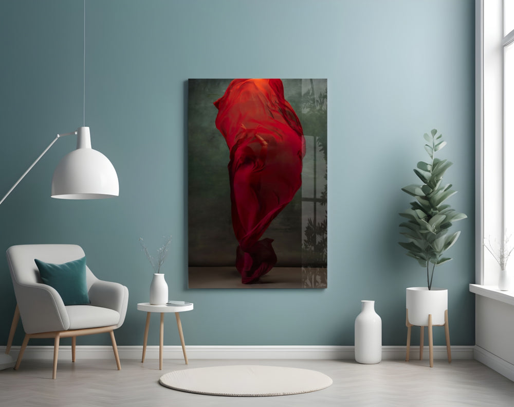 Ballerina glass wall art styled above a bed in a bedroom