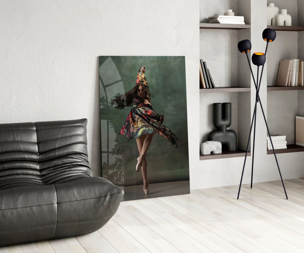 Ballerina panel adding editorial mood to a living room