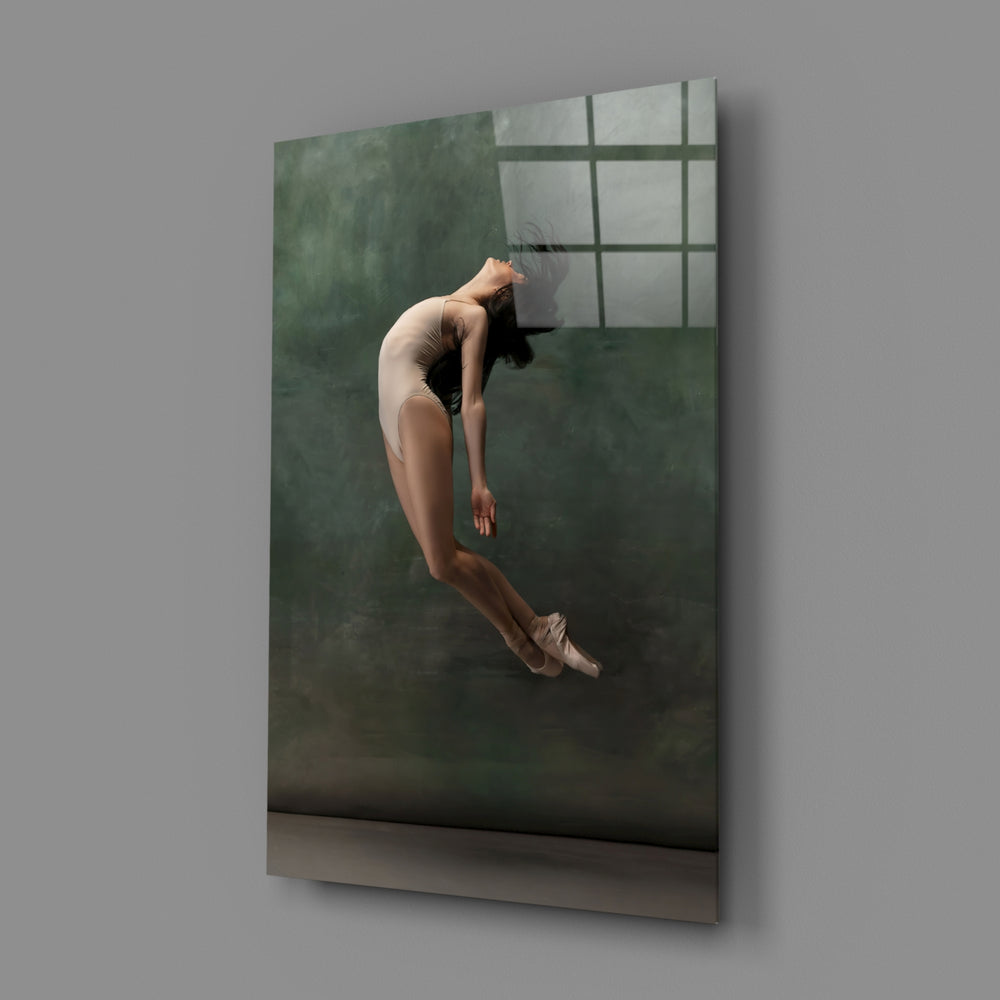Painterly-dance panel bringing dramatic elegance to a contemporary bedroom