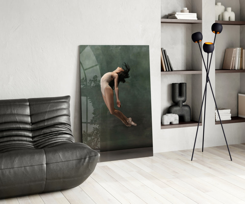 Ballerina panel adding editorial mood to a living room