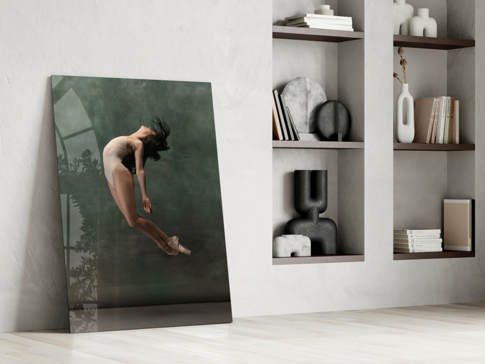 Ballerina glass print enhancing a hallway with cinematic warmth
