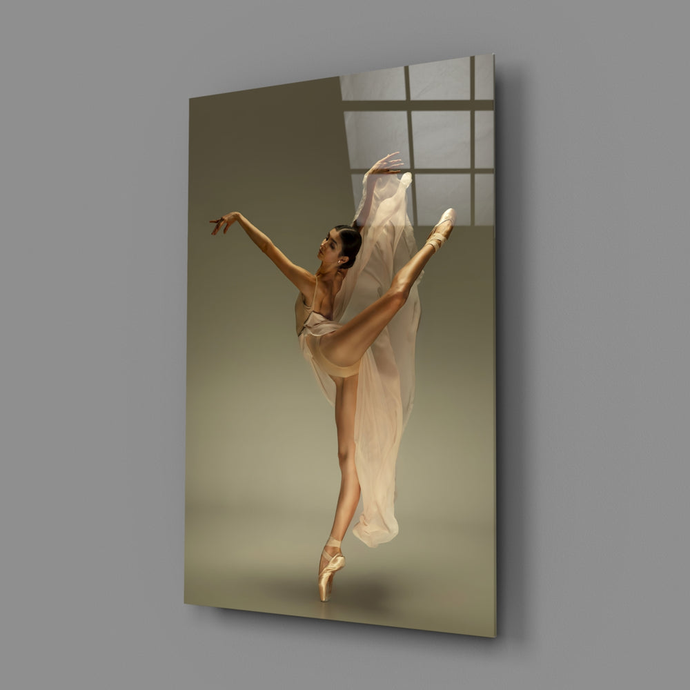 Classical-dance panel bringing serene elegance to a contemporary bedroom