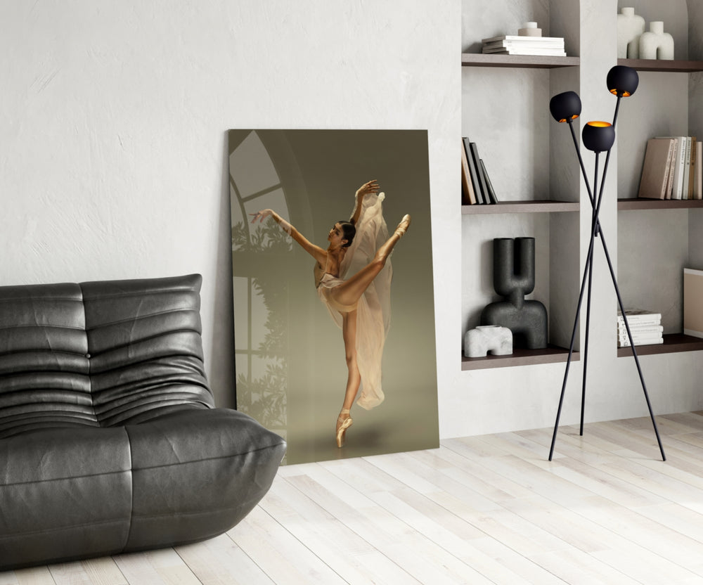 Ballerina panel adding editorial calm to a living room