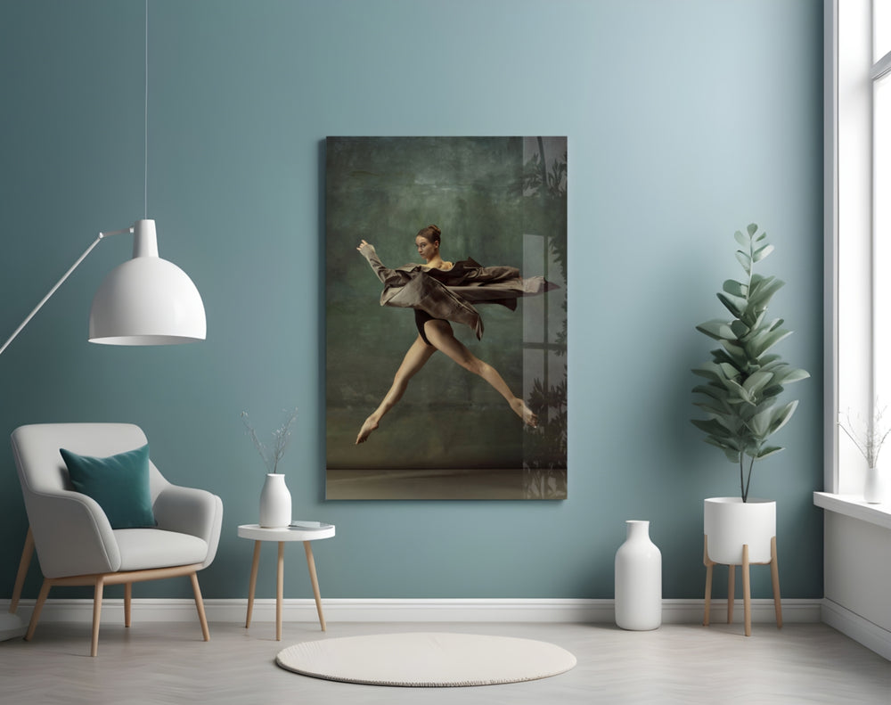 Ballerina glass wall art styled in a hallway