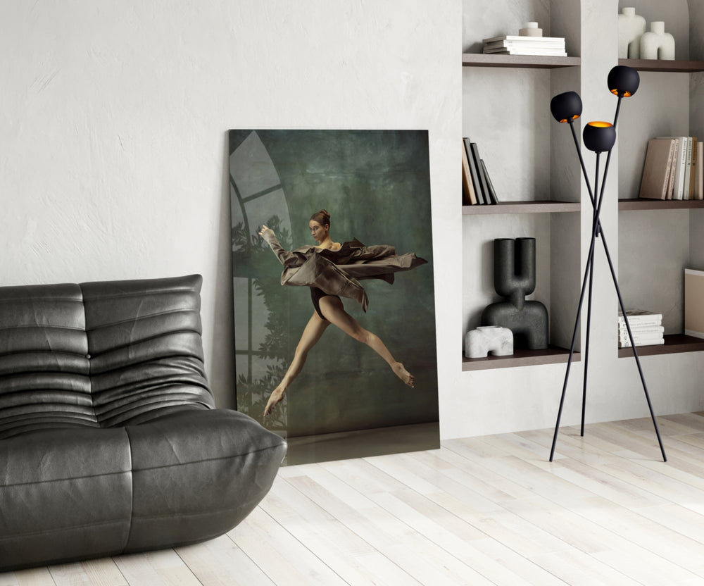 Ballerina panel adding editorial mood to a living room