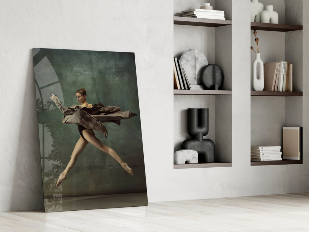 Ballerina glass print enhancing a bedroom with cinematic warmth