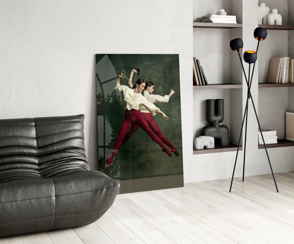 Fencing glass print enhancing a study with cinematic warmth