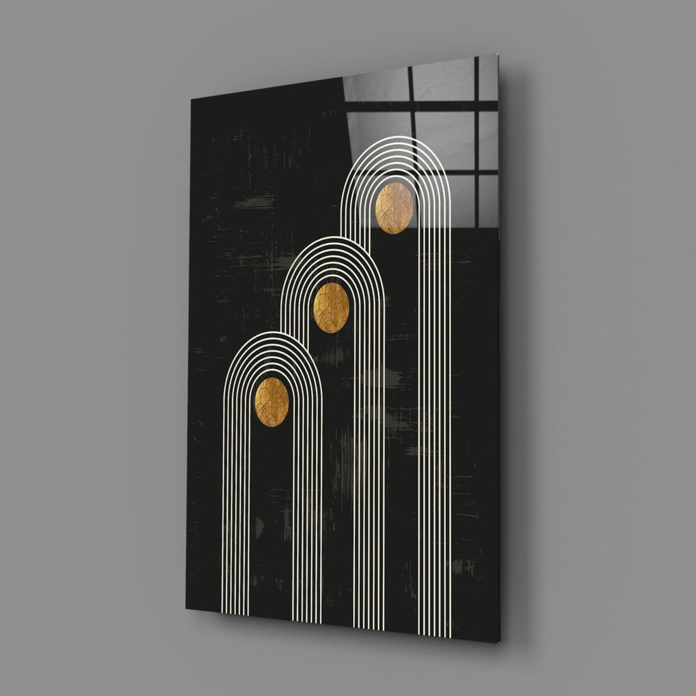Art-deco panel bringing luxe geometry to a contemporary dining room