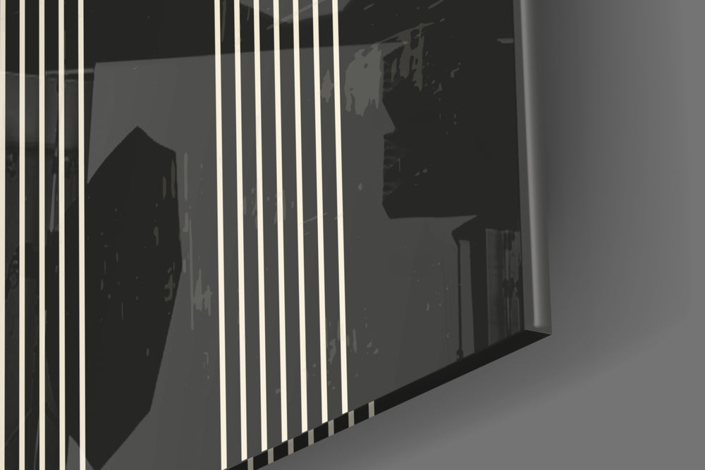Three Dots artwork anchoring a wall with dark luxe palette