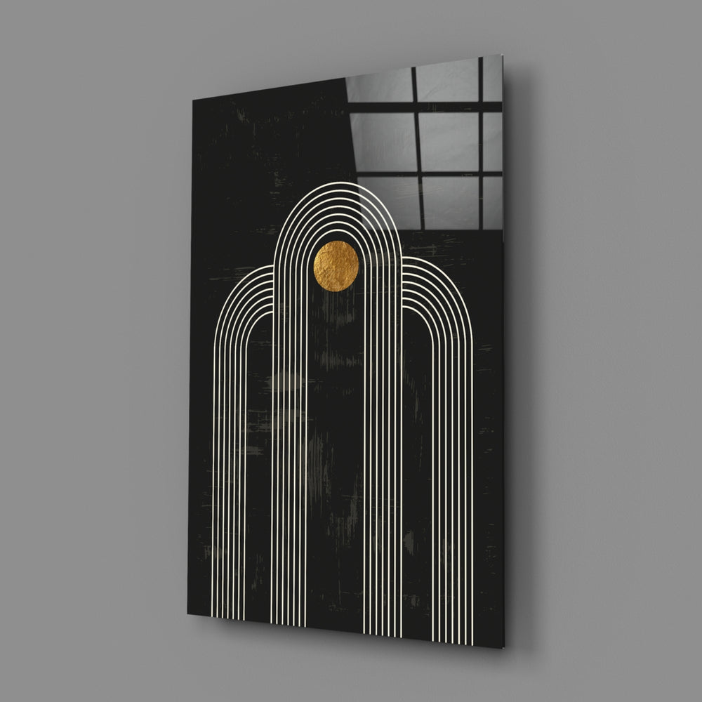 Art-deco panel bringing luxe minimalism to a contemporary dining room