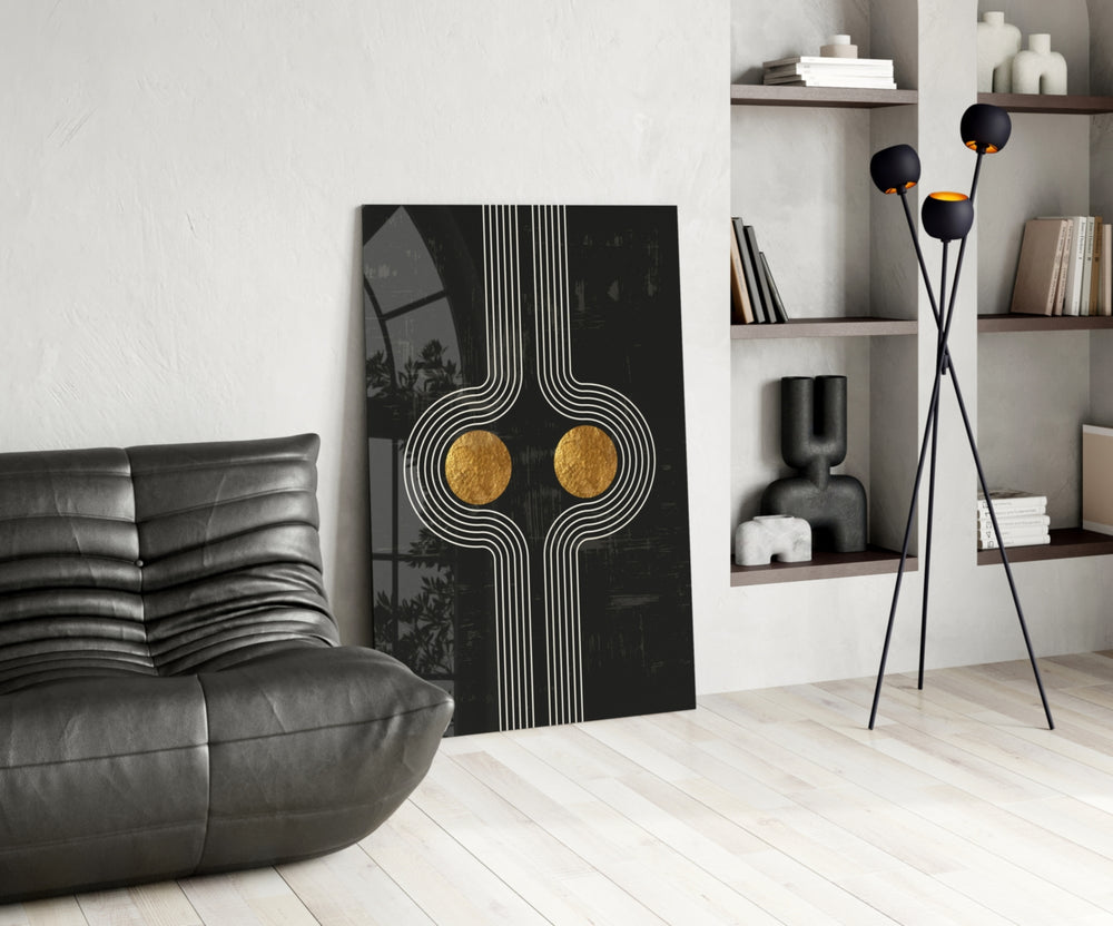 Two Dots panel adding editorial calm to a hallway