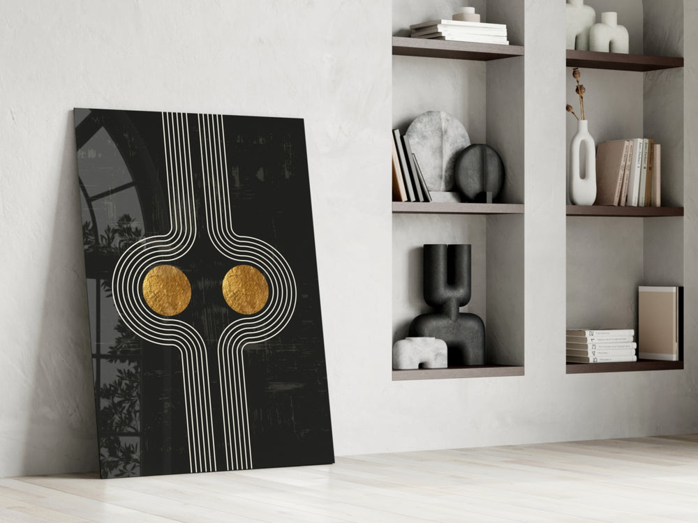 Two Dots glass print enhancing a dining room with cinematic gravity