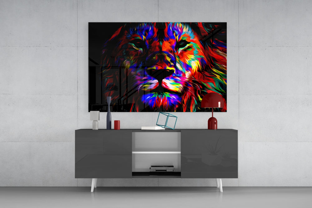 Lion panel catching low light to reveal its electric saturation