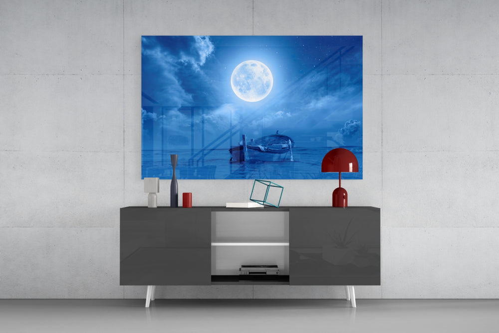 Moon and Boat panel catching low light to reveal its dreamy depth