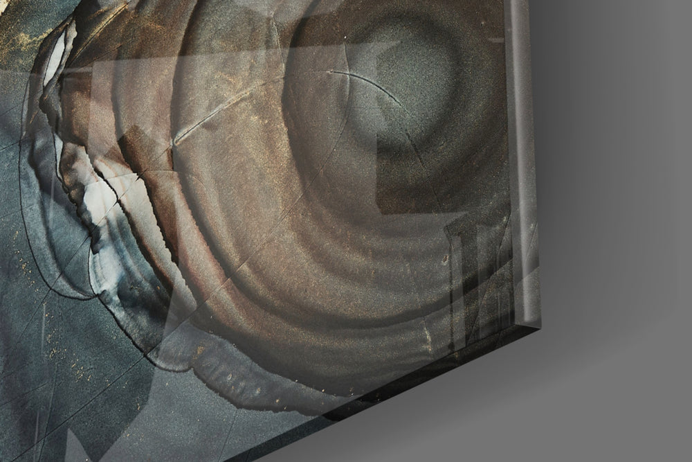 Marble artwork anchoring a wall with warm organic palette