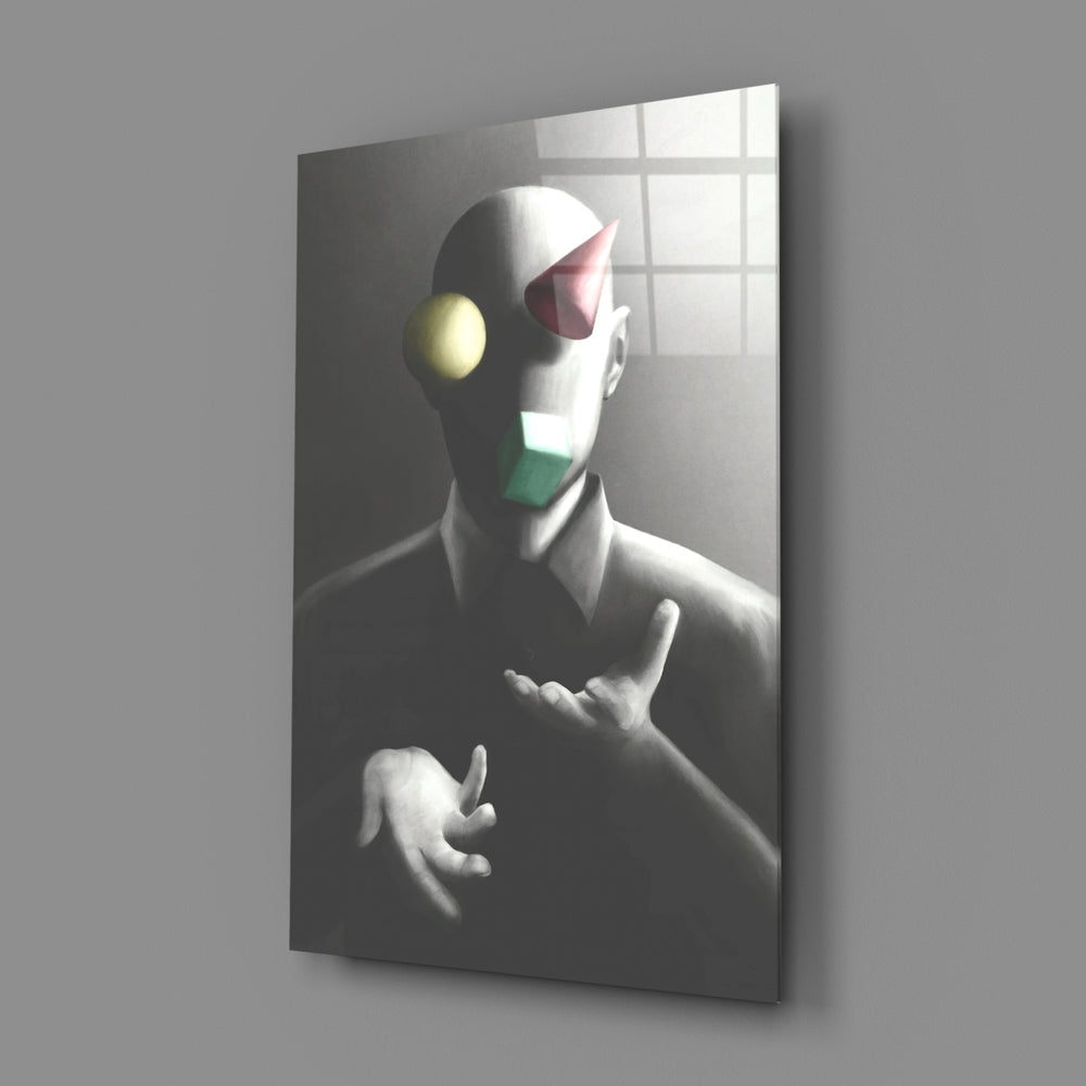Surreal-Bauhaus panel bringing conceptual gravity to a contemporary office