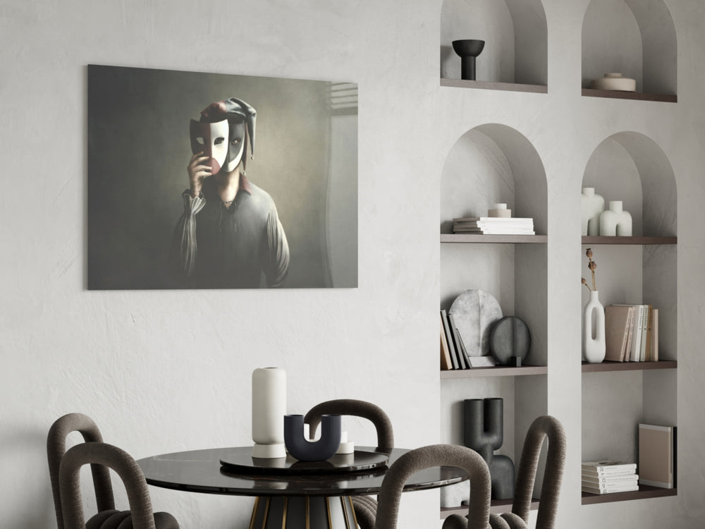 Masks panel adding editorial mood to a living room