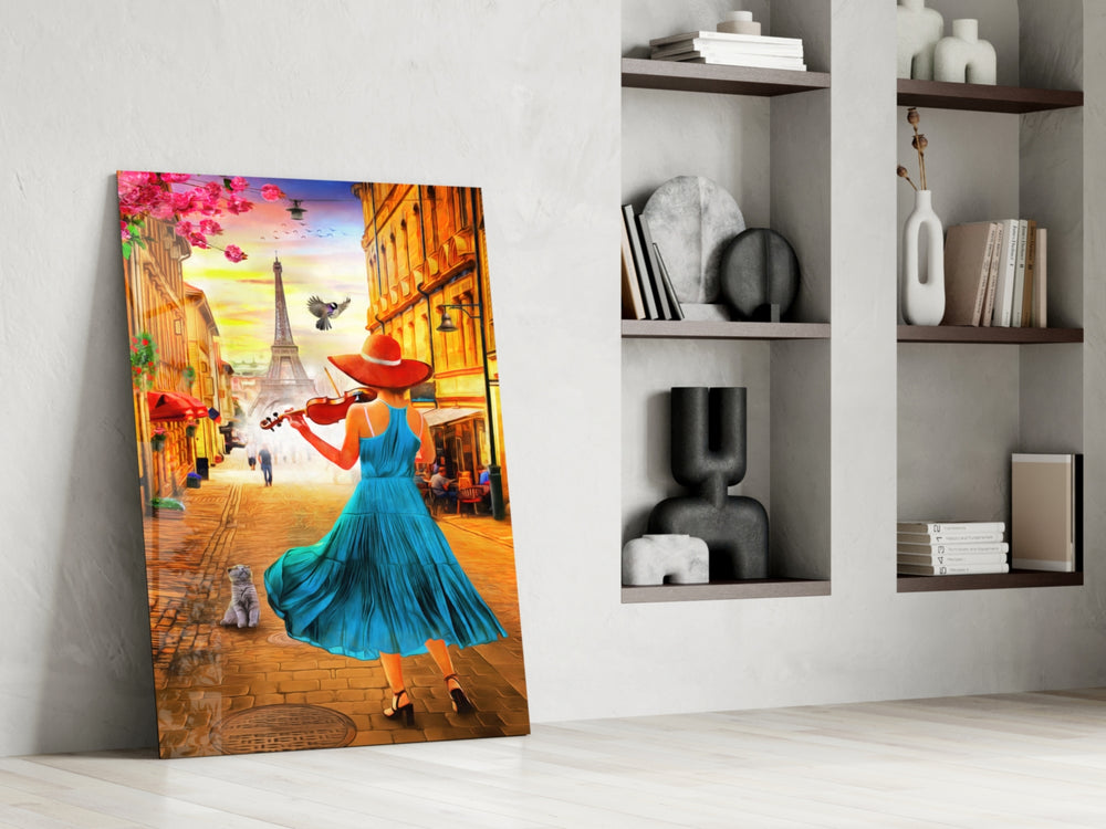 Eiffel and Music glass print enhancing a kids room with cinematic warmth