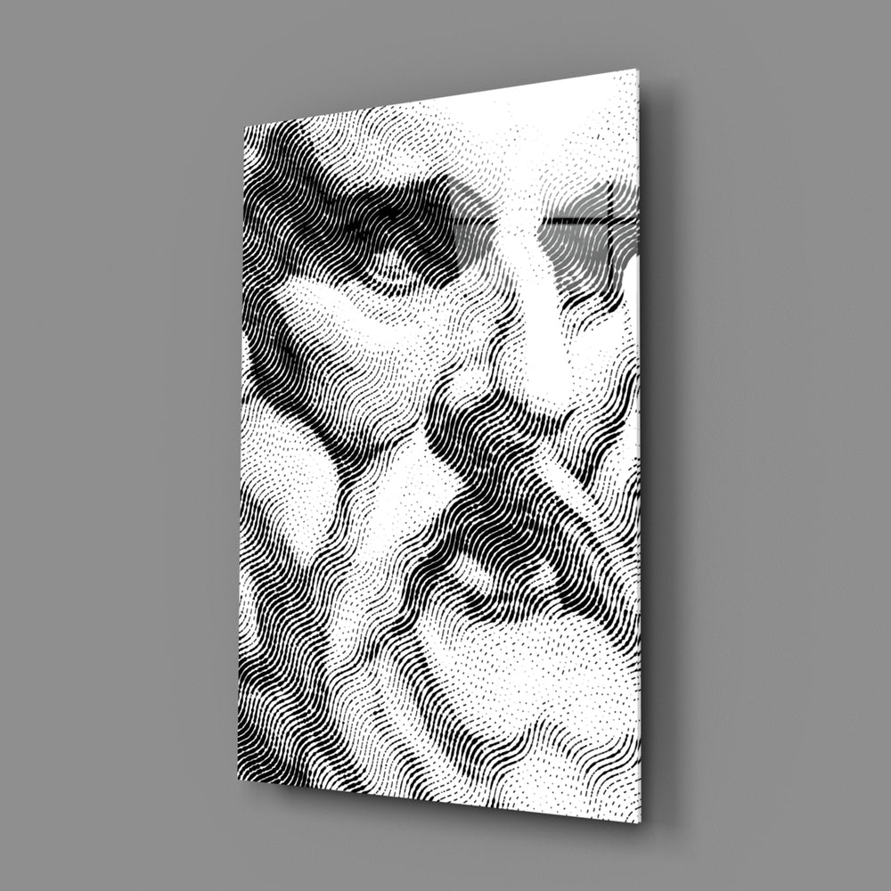 Linear-portrait panel bringing conceptual contrast to a contemporary office