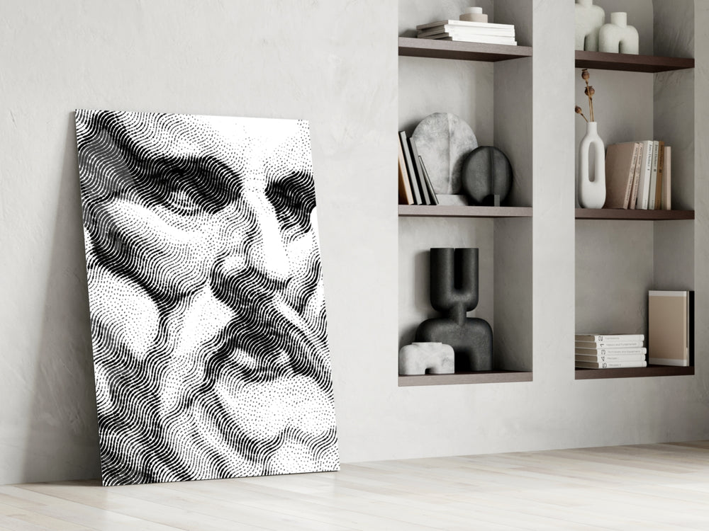 Authority glass print enhancing a hallway with cinematic gravity