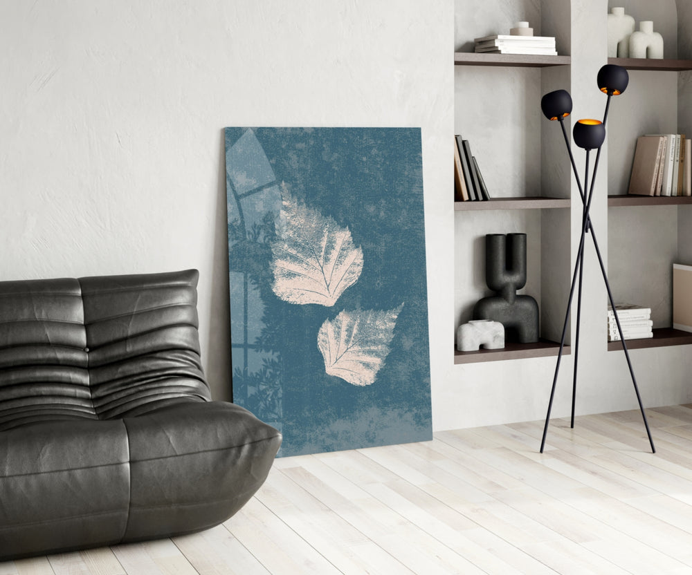 Falling Leaves panel adding editorial calm to a hallway