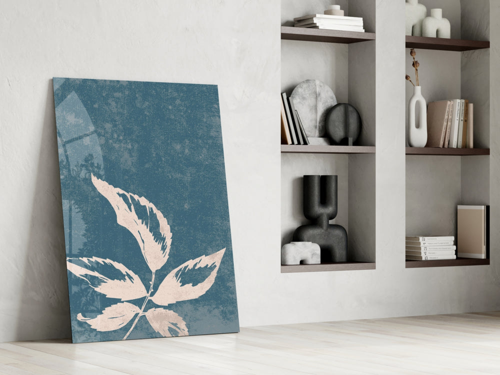 Leaves glass print enhancing a living room with cinematic warmth