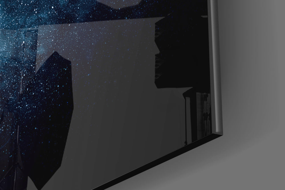 Astronauts Look artwork anchoring a wall with dark cinematic palette
