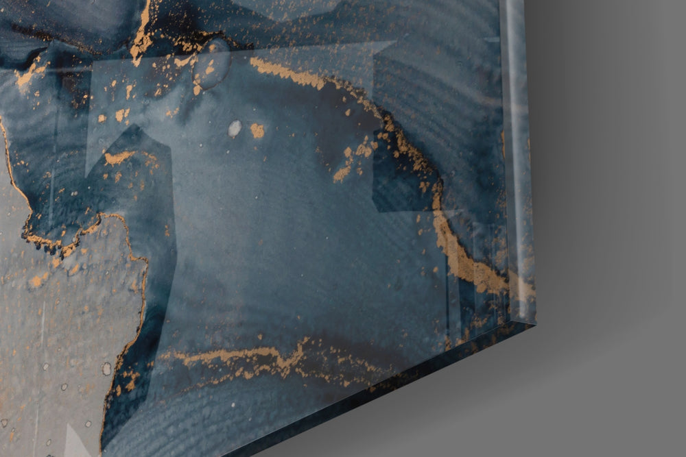 Marble artwork anchoring a wall with moody luxe palette