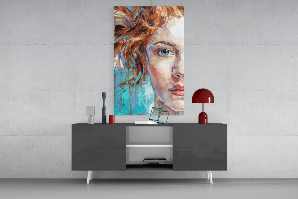 Woman panel catching ambient light to reveal its painterly warmth