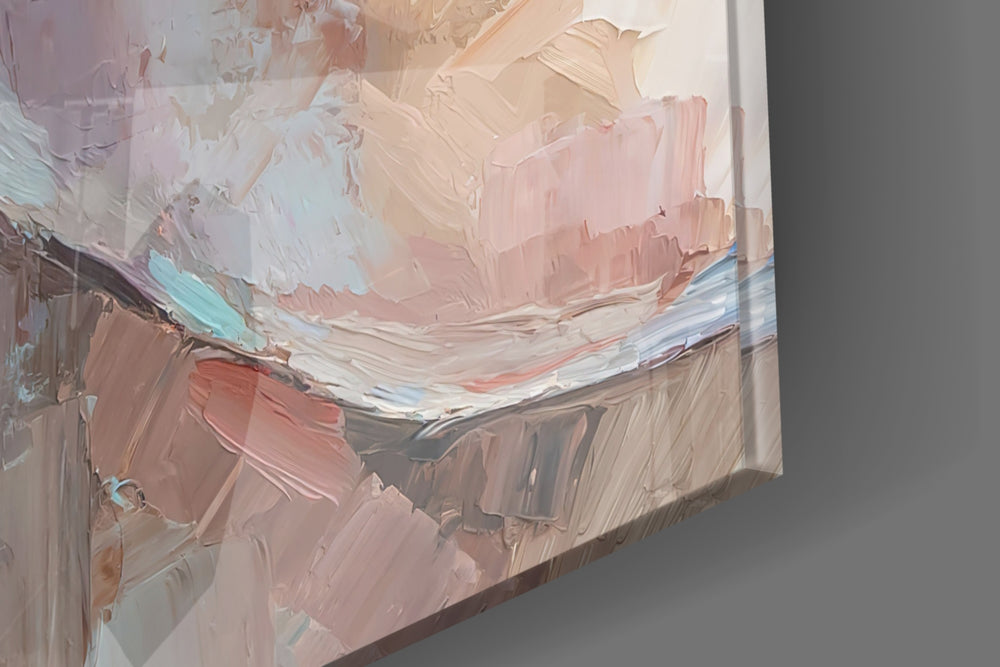 Woman artwork anchoring a wall with warm painterly palette