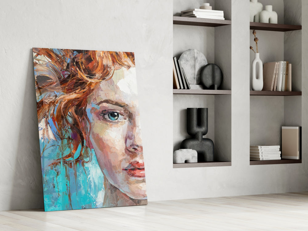 Woman glass print enhancing a hallway with cinematic warmth