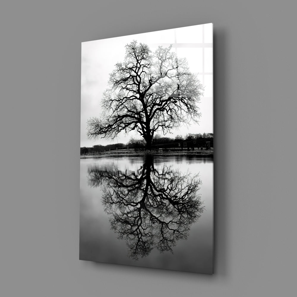 Minimalist-landscape panel bringing serene gravity to a contemporary hallway