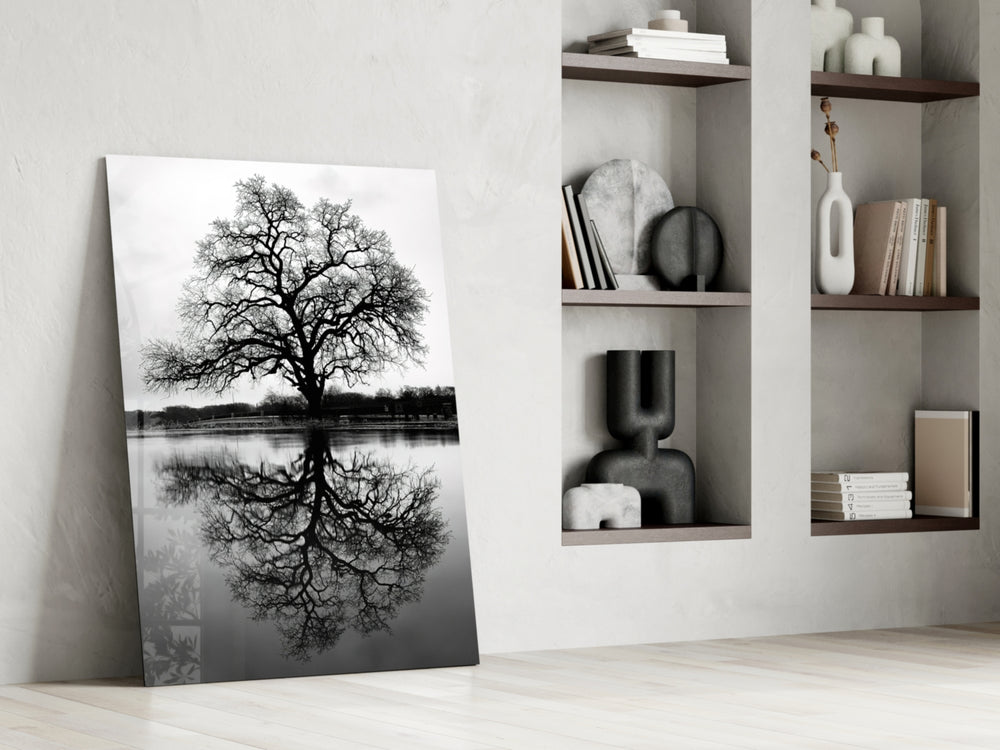Tree glass print enhancing a living room with cinematic gravity