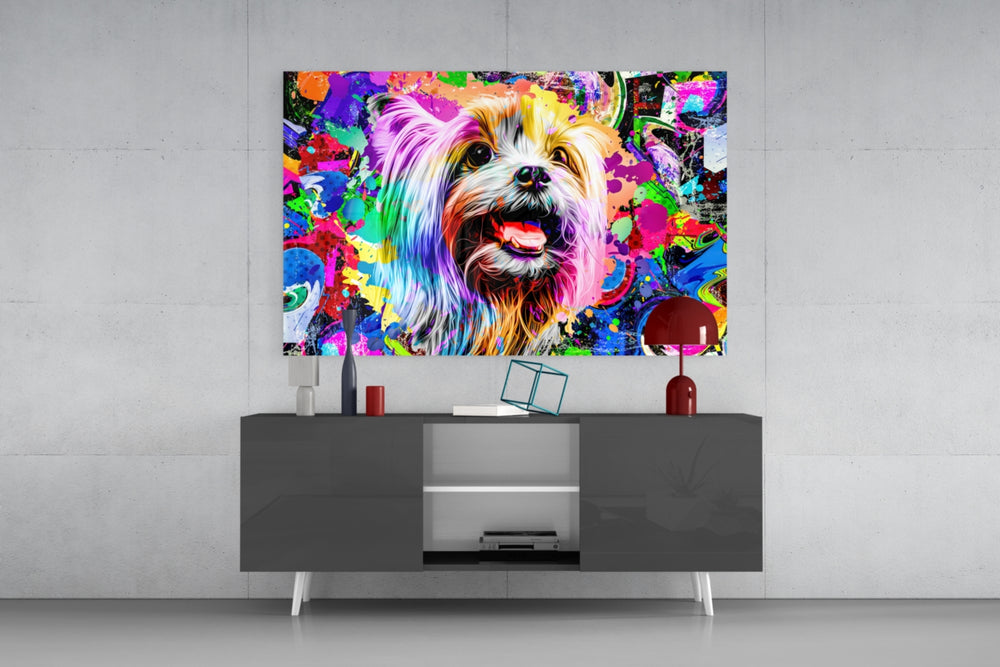 Happy Puppy panel catching screen glow to reveal its electric saturation
