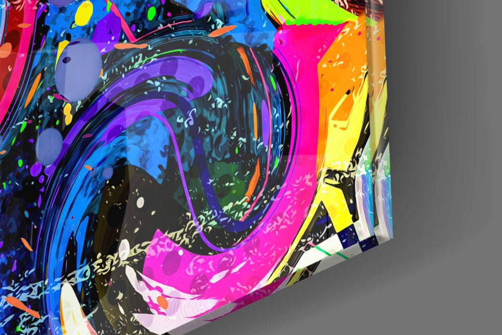 Happy Puppy artwork anchoring a wall with bold vibrant palette