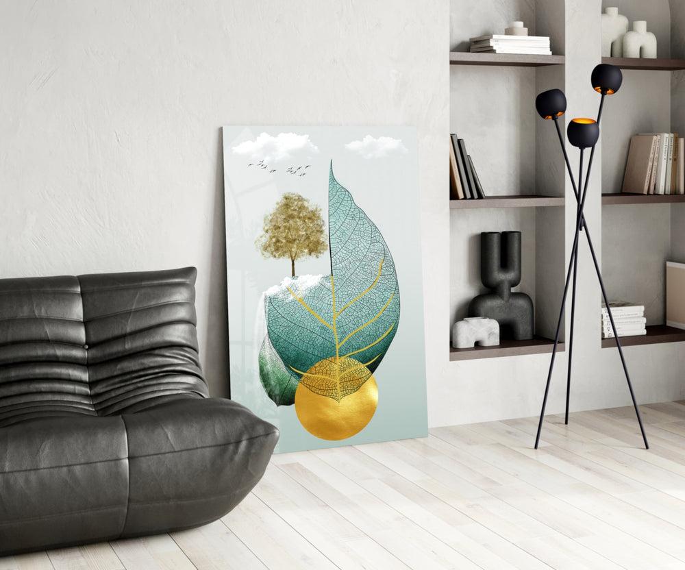 Tree on a Leaf panel adding editorial calm to a hallway