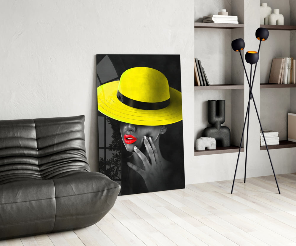 Yellow Hat panel adding editorial mood to a living room