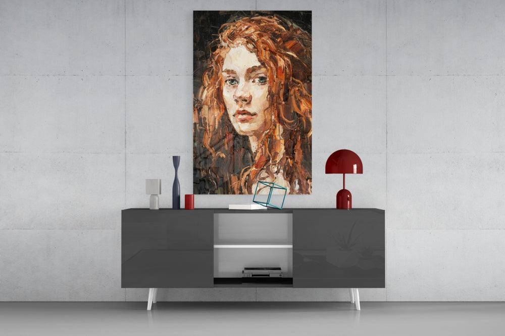 Woman panel catching ambient light to reveal its painterly warmth
