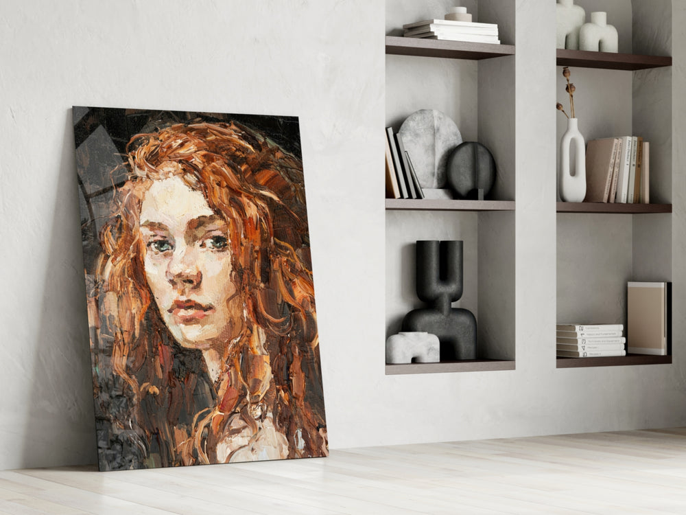 Woman glass print enhancing a hallway with cinematic warmth