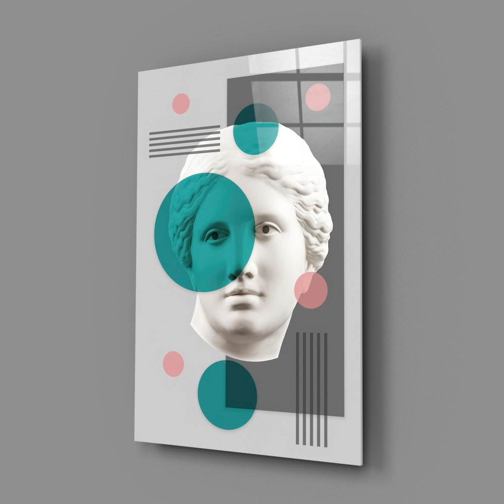 Bauhaus-collage panel bringing conceptual calm to a contemporary office