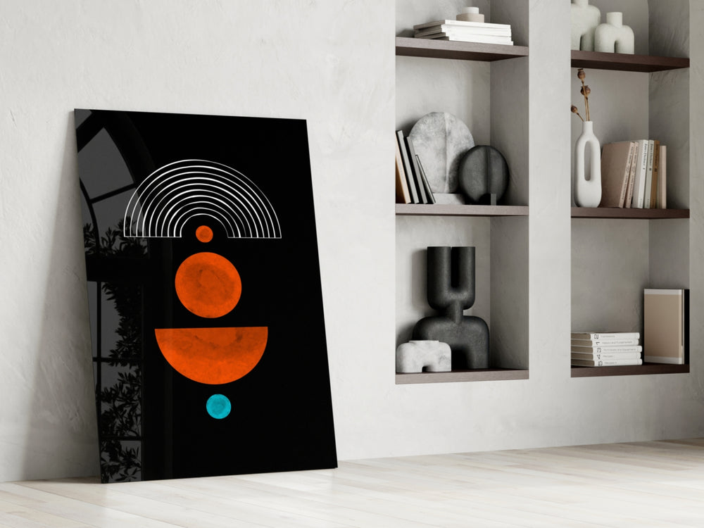 Dots Under the Rainbow glass print enhancing a living room with cinematic gravity