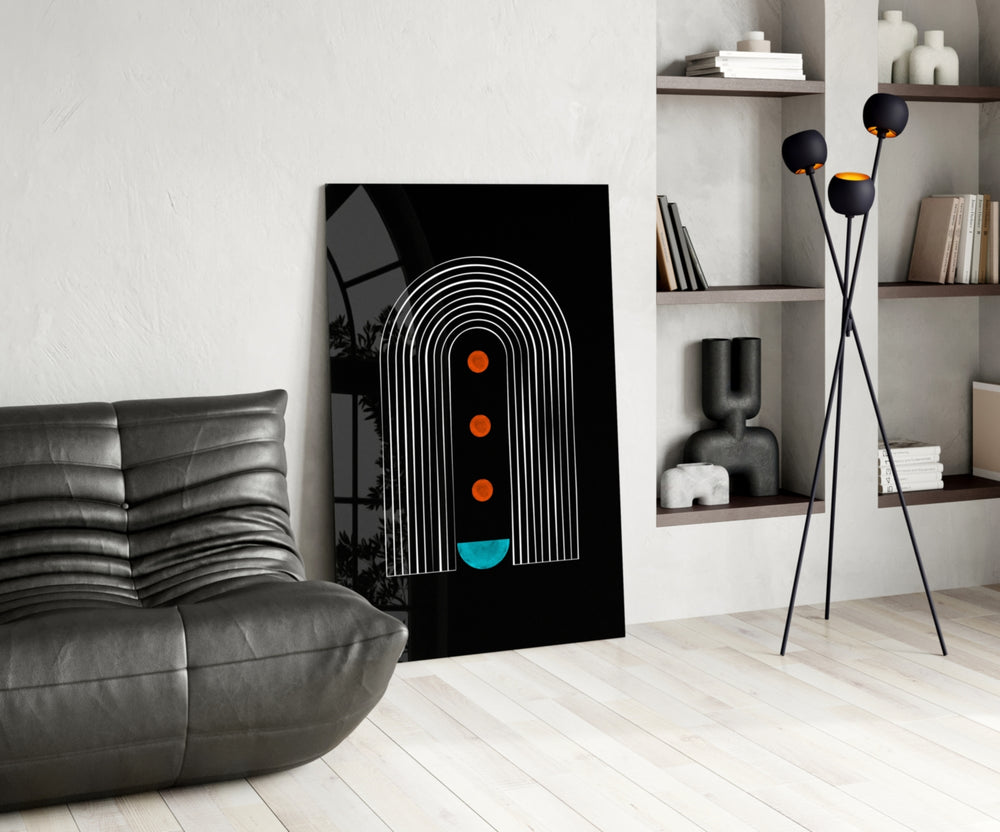 Dots Under the Rainbow panel adding editorial calm to a hallway
