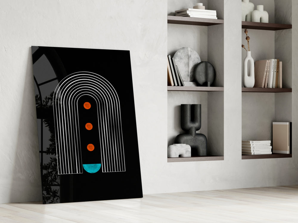 Dots Under the Rainbow glass print enhancing a living room with cinematic gravity
