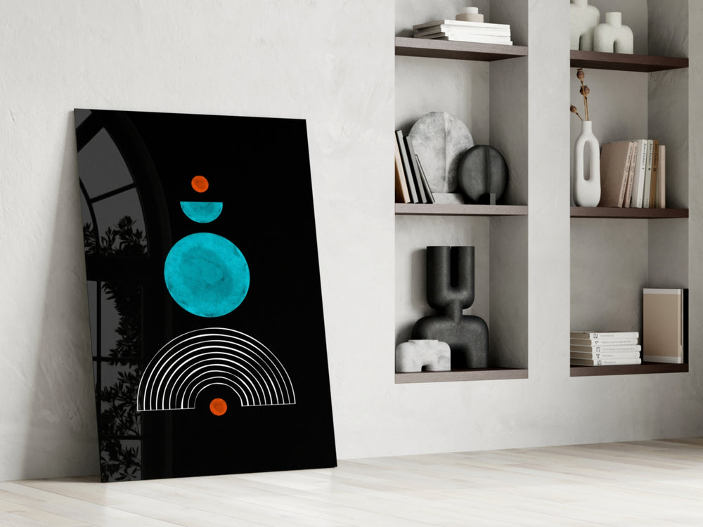 Dot Under the Rainbow glass print enhancing a living room with cinematic gravity