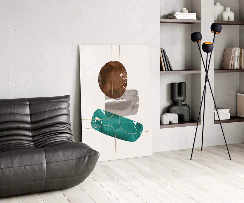 Dance of Earth Colors panel adding editorial calm to a bathroom
